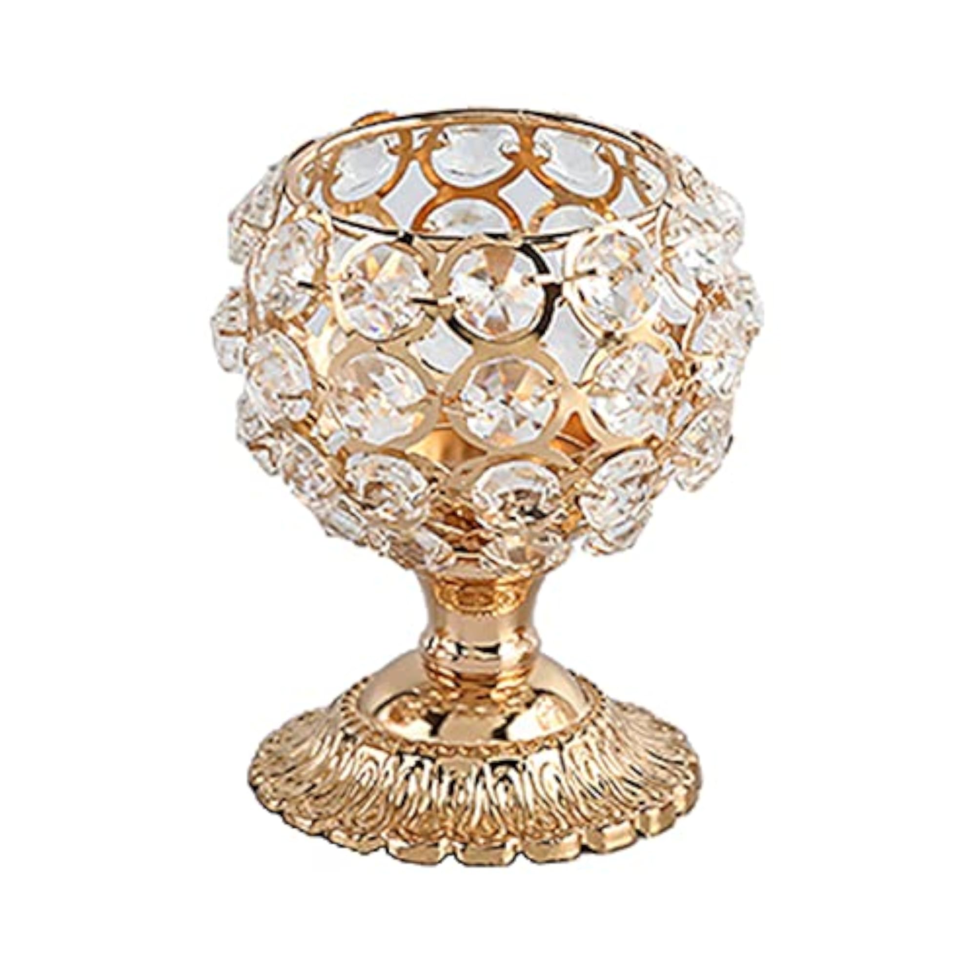 Crystal Tealight Candle Holder, Elegant Gold Centerpiece